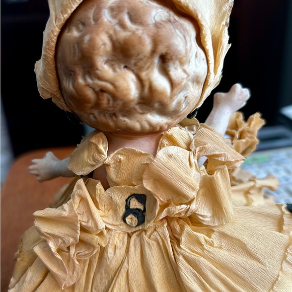 Beautiful Antique Bisque Frozen Charlotte Doll with original crepe dress - Picture 5 of 5